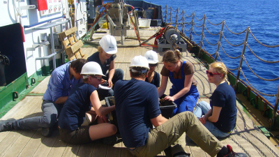 Early Career Researchers on a ship-board training (Photo credits: Marlen Baumer)