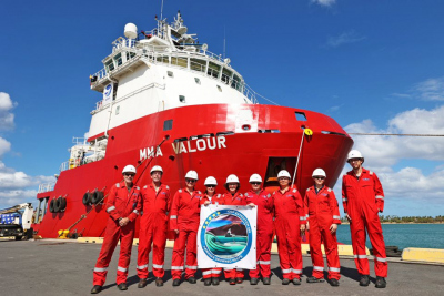 The MMA Valour - the ship of IODP Expedition 389 with the ECORD Science Operator team. Photo: Parker/ECORD_IODP