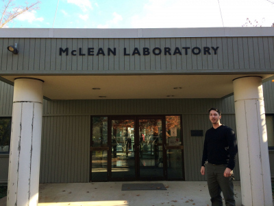 Elmar in front of the McLean Laboratory at the Woods Hole Oceanographic Institution.