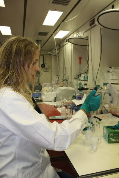 Annika Moje processes the samples. Photo: C. Kleint, Jacobs University