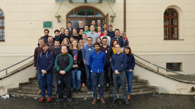 Participants and organisers of the de.NBI Winter School in Lutherstadt Wittenberg in the snow. 