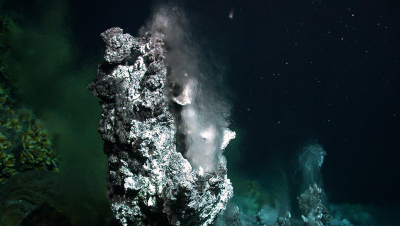 Hydrothermal vents in 860 meters of water in the Menez Gwen Hydrothermal Field southwest of the Azores. Photo: MARUM – Center for Marine Environmental Sciences, University of Bremen