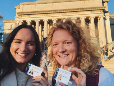 Sara and me with our Columbia University ID cards on the main Campus in New York.