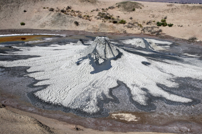 Satellite Bakhar mud volcano near Baku with typical features of mud volcanism. ((c) Petr Broz)