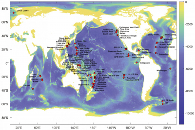 Map of hydrothermal systems included in the database.