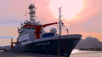 Die Expedition findet mit dem Forschungsschiff FS METEOR statt. Foto: MARUM/ Manita Chouksey