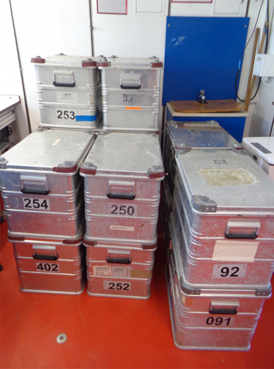 Containers packed with scientific equipment. Picture: MARUM/ Manita Chouksey