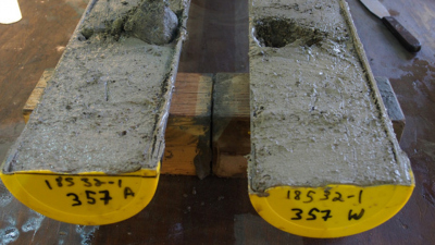 Deep sea sediment core with coarse ice-transported lithogenic components (Heinrich layer). Photo: Lars Max