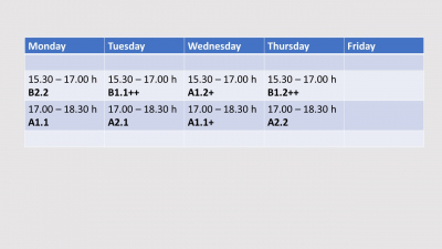 schedule German classes SS 2024