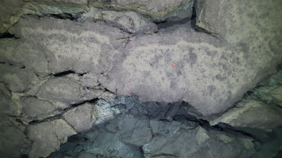 Fracture at summit of Conical Mud Volcano. Photo: Walter Menapace
