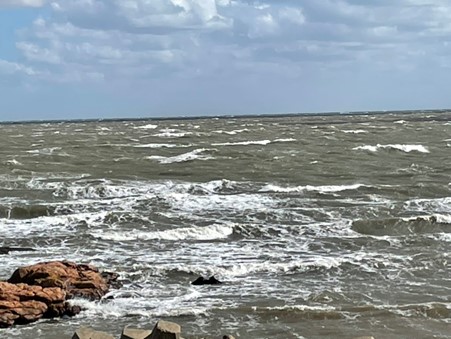 Whitecaps in Montevideo. The water is turbid due to sediment input from the Rio de la Plata. Photo: H. Pälike