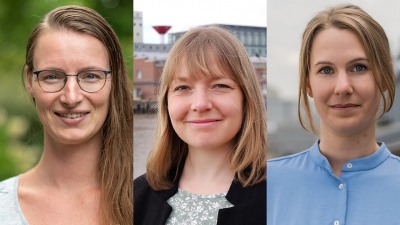 Die drei Preisträgerinnen des MARUM-Forschungspreises: Aagje Eijsink, Miriam Seifert und Sina Schorn (v.l). Fotos: David Kubarek (l)/Heide Matz, AWI (m)/ Latest Thinking/Sebastian Neumann (r)
