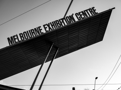 Front sign of the Melbourne Exhibiton Centre