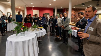 Prof. Michael Schulz, Director of MARUM, emphasizes the importance of cooperation and exchange in his greeting during the evening reception. Photo: MARUM - Center for Marine Environmental Sciences, University of Bremen; V. Diekamp