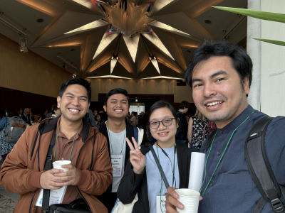 Eldo Roza and Indonesian PhDs at coffee break