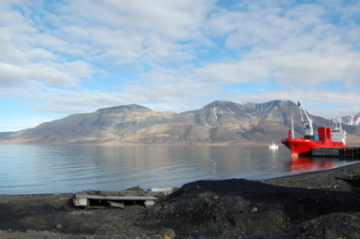 view from the harbor of Longyearbyen